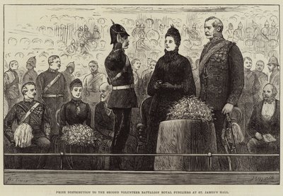 Prijsuitreiking aan het Tweede Vrijwilligersbataljon Royal Fusiliers in St James